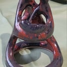 Family, new baby sculpture black and red handmade pottery