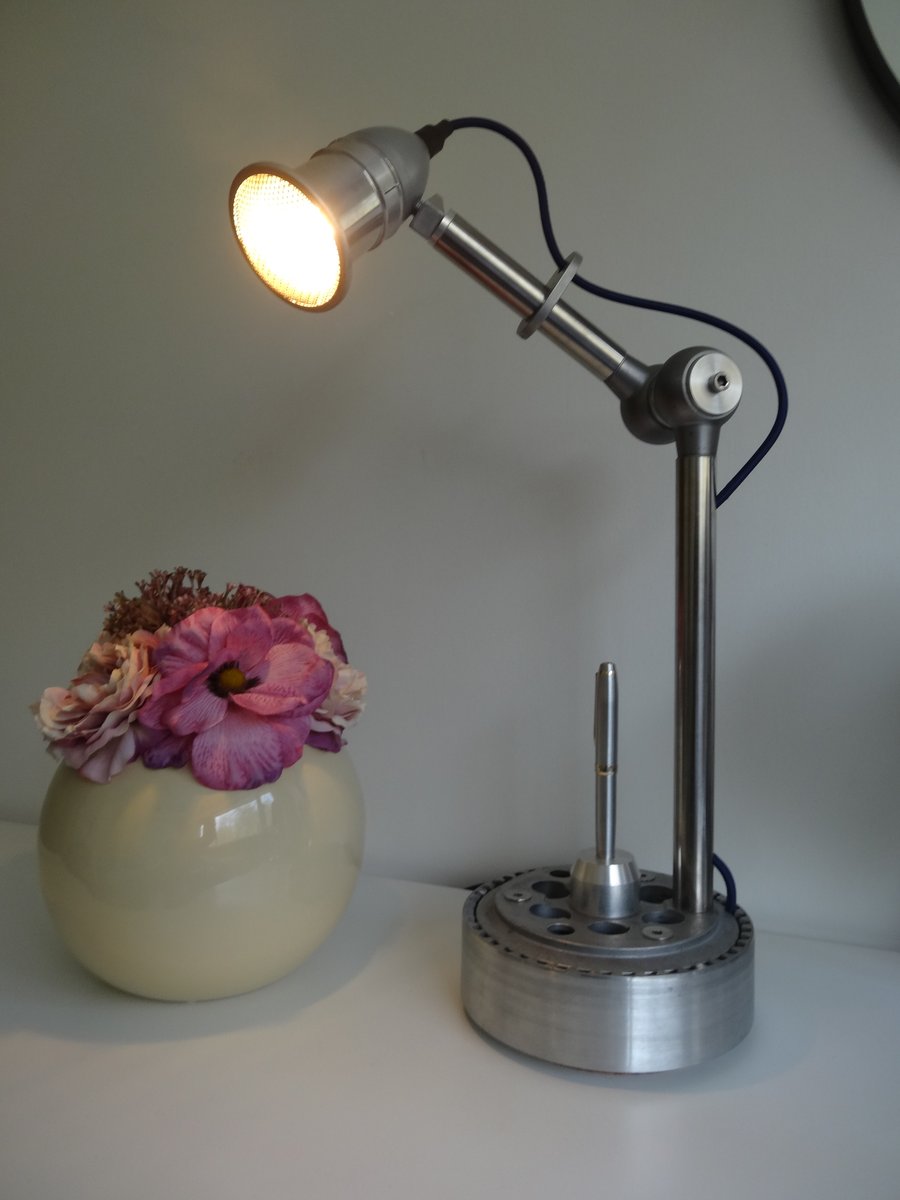 A one off metal lamp - perfect for reading or as mood lighting