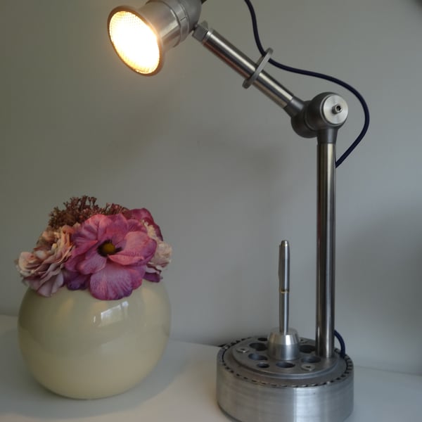 A one off metal lamp - perfect for reading or as mood lighting
