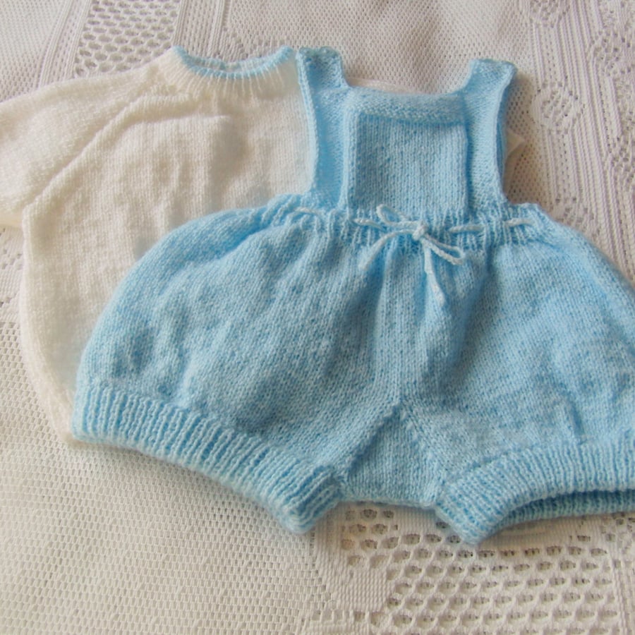 Baby's Romper and Jumper Set, Hand Knitted Baby Outfit, Baby Shower Gift