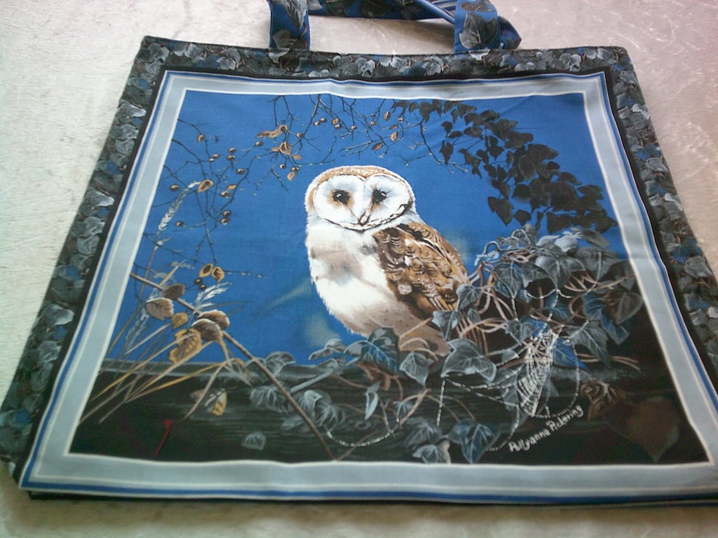 Barn Owl Fabric Shopping Bag