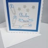 New Baby Card for a Baby Boy in Blue and Silver