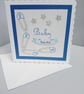 New Baby Card for a Baby Boy in Blue and Silver