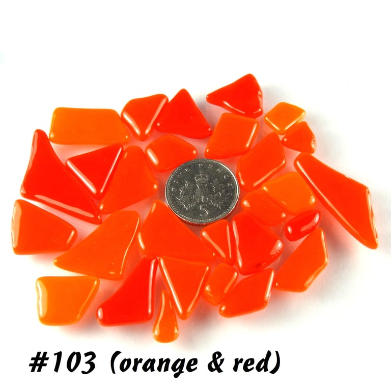 25g orange and red art glass cabochons, for jewellery making, crafting (103)