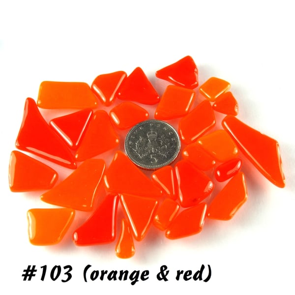 25g orange and red art glass cabochons, for jewellery making, crafting (103)
