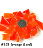 25g orange and red art glass cabochons, for jewellery making, crafting (103)