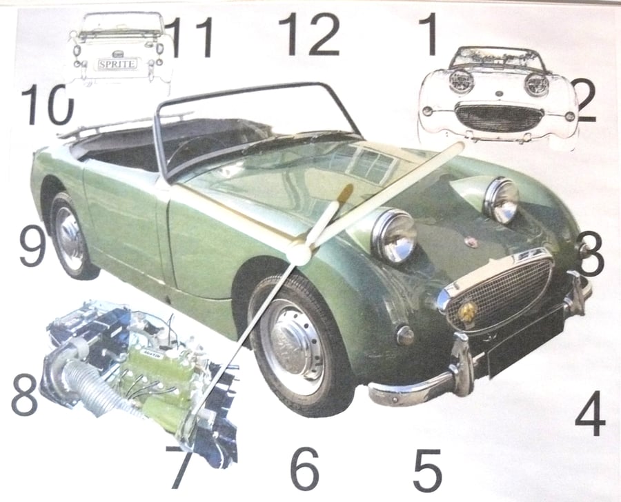 frogeye car wall hanging clock classic austin healey sprite
