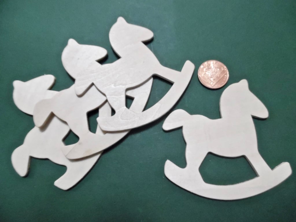 5 x Wooden Plaques   Unfinished 3mm Plywood ROCKING HORSE Shape NOT laser cut