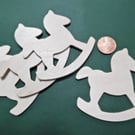 5 x Wooden Plaques   Unfinished 3mm Plywood ROCKING HORSE Shape NOT laser cut