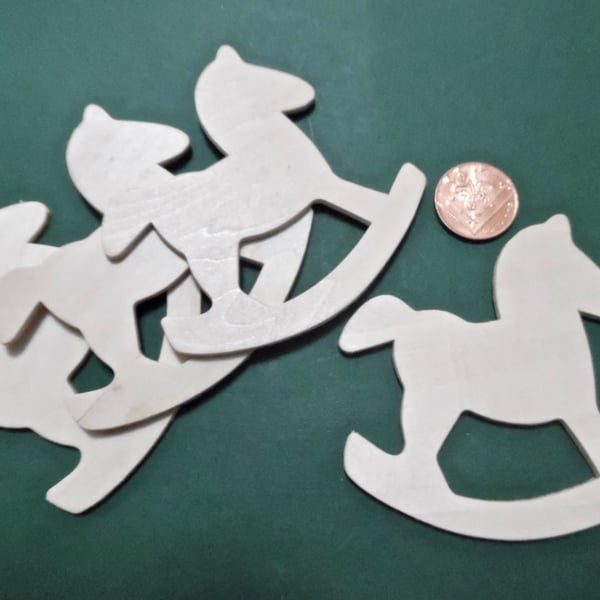 5 x Wooden Plaques   Unfinished 3mm Plywood ROCKING HORSE Shape NOT laser cut