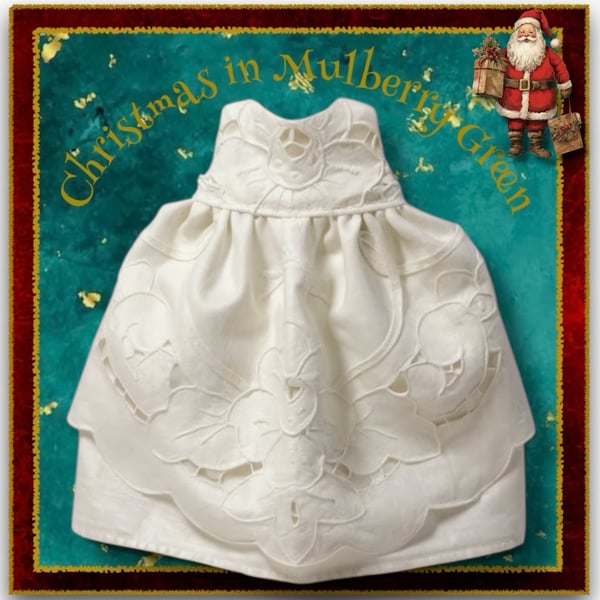 Full Length Whitework Dress with a Cutwork Apron Front