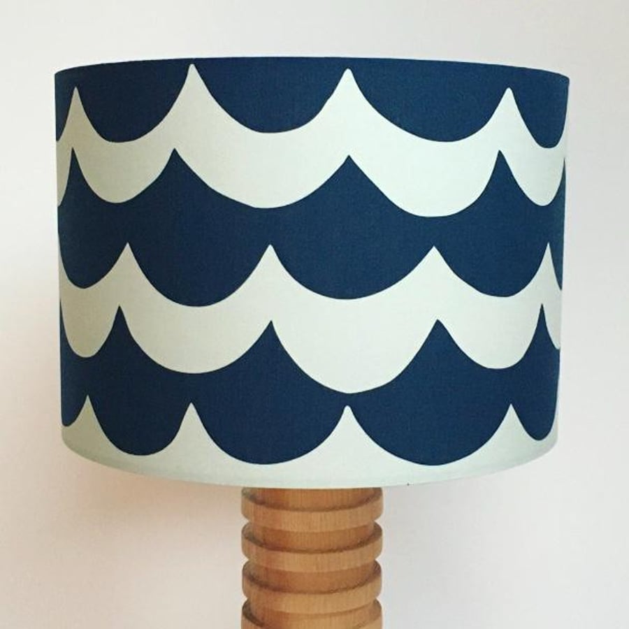 Handmade waves design fabric drum lampshade