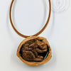 Handmade Hare Wildlife Pendant - Cast in Bronze Resin, Polished Walnut Shell