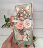 Handmade Fairy Birthday Card (121) Luxury 3D Floral Card in Light Blue & Gold. - Image 4