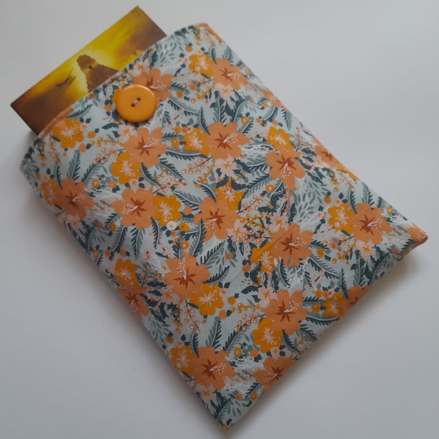 Orange Tropical Flower Padded Book Sleeve