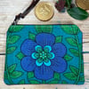 Bright vintage floral Roundelay coin purse zip pouch reclaimed seventies fabric