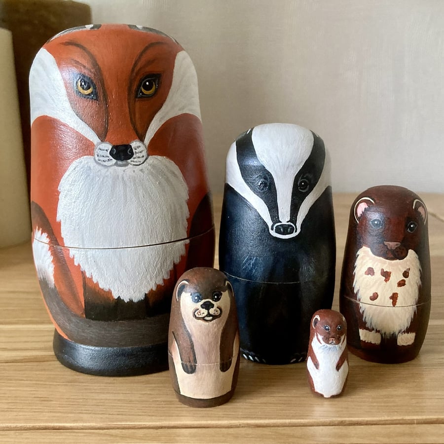 Nesting dolls British mammals set SECONDS SALE Folksy