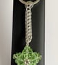 Handbag Charm, Green Peridot Crystal Star, with a Chainmaille Chain and Keyring - Image 7