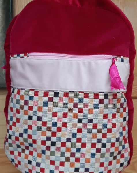 Fuchsia and multicoloured backpack