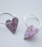 Heart hoop earrings in lilac with ditsy flower print - Image 3