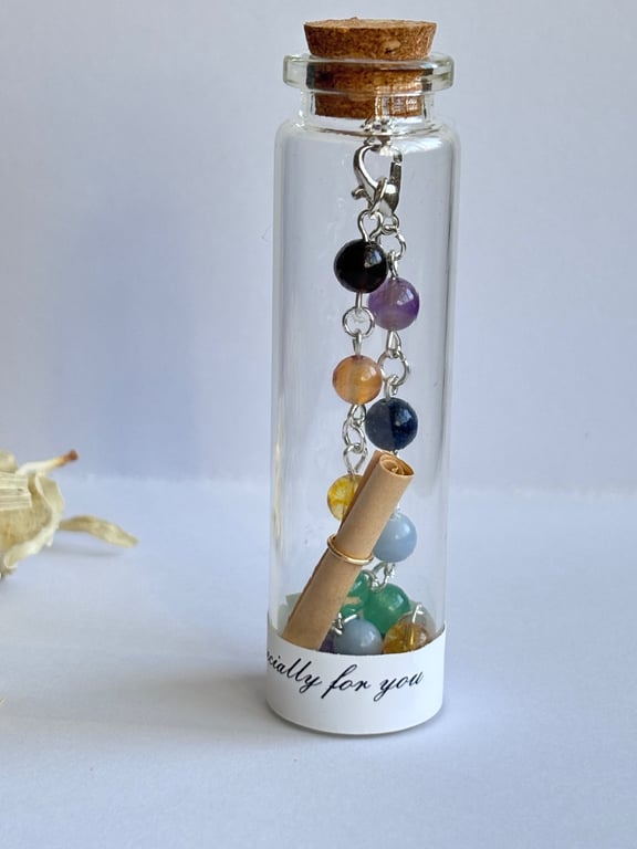 Dainty Handmade Chakra Bracelet in a Message Bottle 