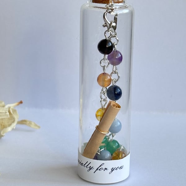 Dainty Handmade Chakra Bracelet in a Message Bottle 