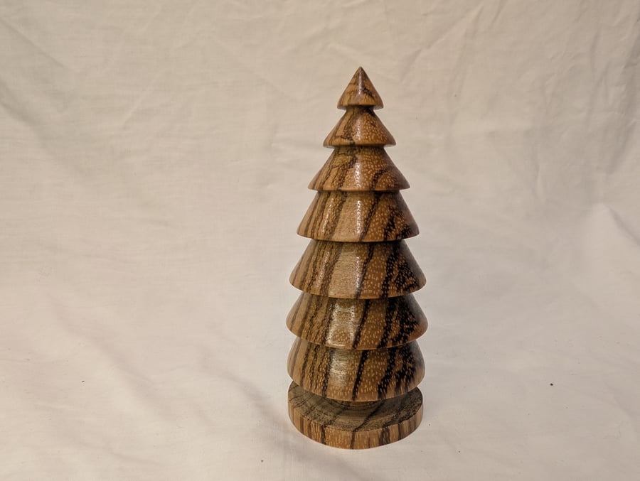 Wood turned Zebrano Christmas tree