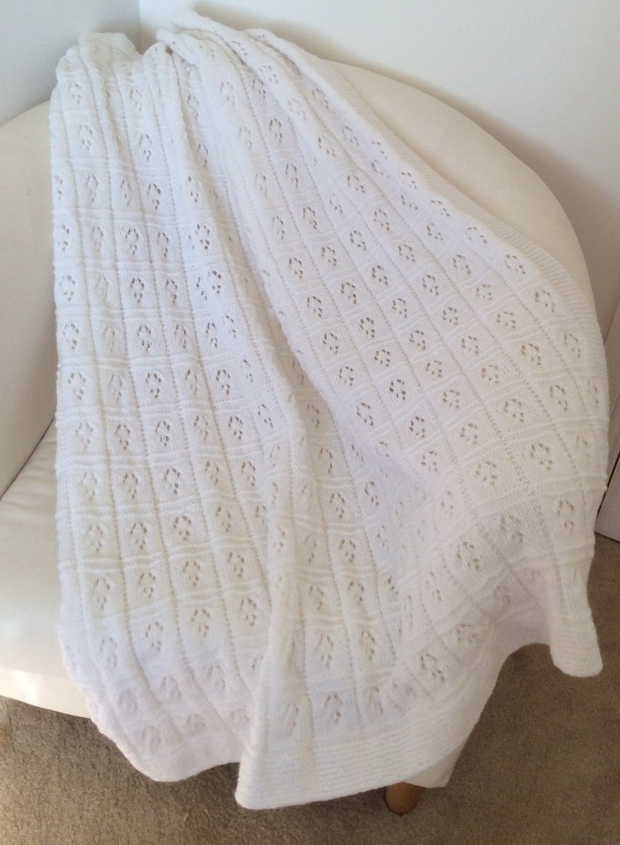 Hand knitted Scottish baby shawl