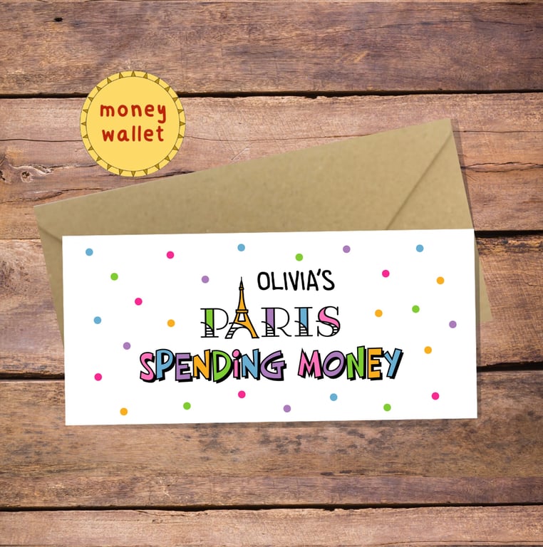 Paris Holiday Spending Money Wallet Card - cash gift envelope