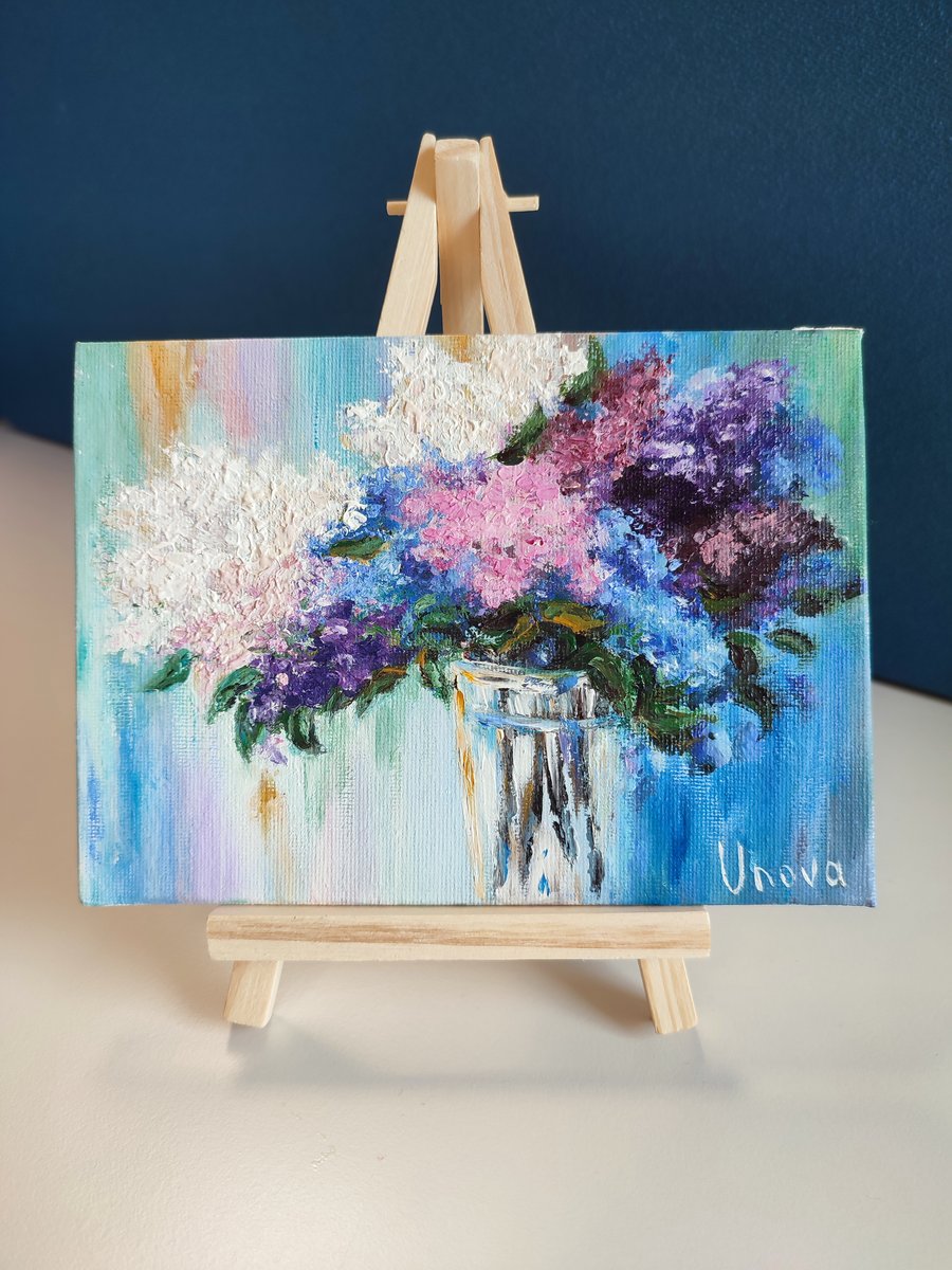 Bouquet of Lilacs Original Oil Painting Lilac painting Flowers Textured oil Art