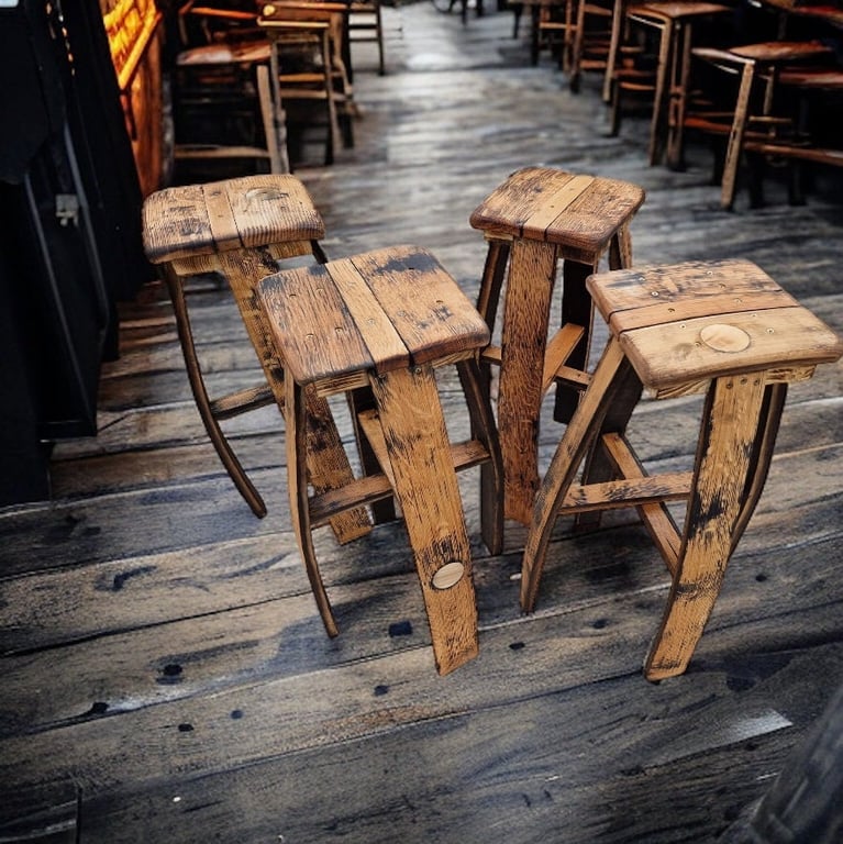 Bar Stools Made From Oak Whiskey Barrel THE HATCH