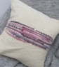 Handwoven Cream Purple Slub Shetland Wool Cushion Cover - Image 3