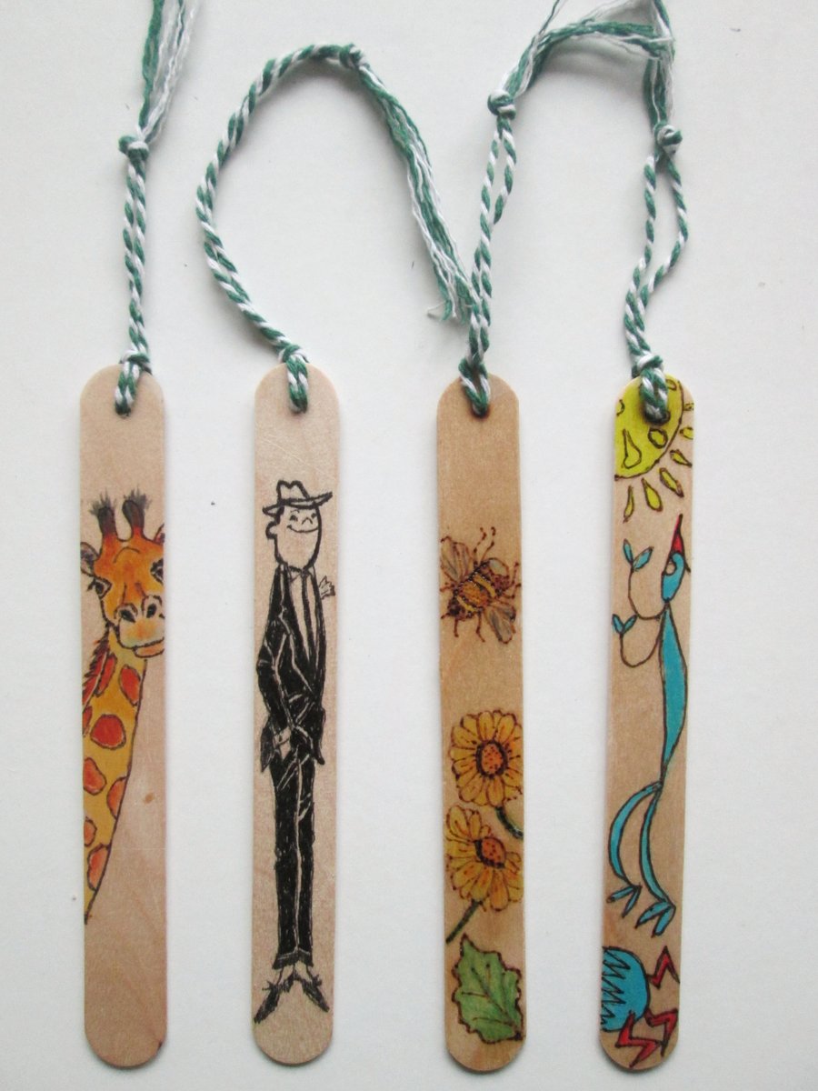 A choice of 4. Bookmark Original painting. Gift for book lovers 