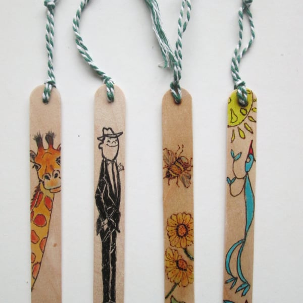 A choice of 4. Bookmark Original painting. Gift for book lovers 