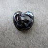 lampwork glass black and silver heart bead