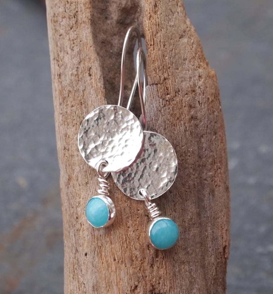 sterling silver earrings with amazonite