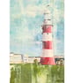 Smeatons Tower Plymouth Devon Mixed Media Painting on Yupo paper Mounted