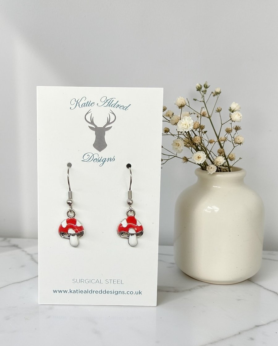 Charm Earrings - Mini Red Toadstool