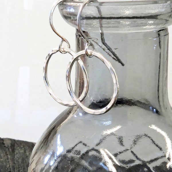 STERLING SILVER Hoop drop Earrings, Handmade Urban  Jewellery