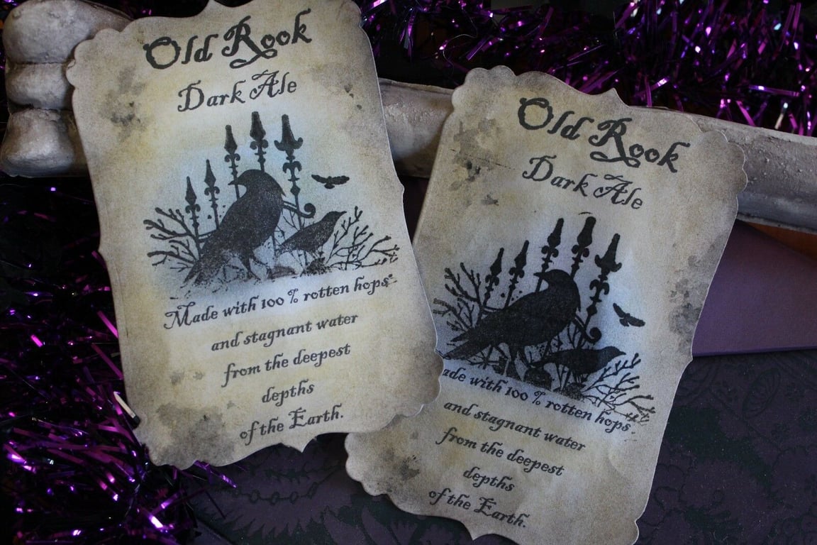 Old Rook Dark Ale Beer Halloween Beer Stickers - Set of 8