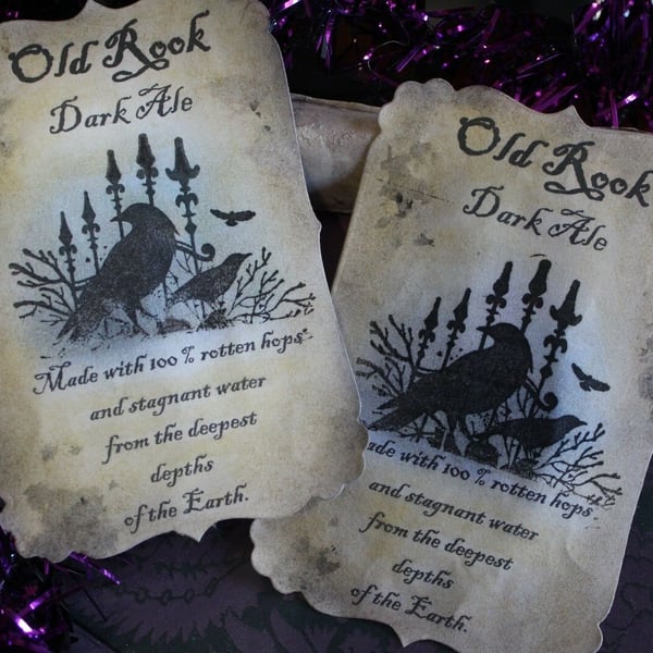 Old Rook Dark Ale Beer Halloween Beer Stickers - Set of 8