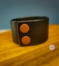 Full Grain Leather Bracelet - 38mm Black, Antiqued Copper Pop Studs (Ma