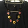 SALE - Colour of sunset - vintage button necklace. Unique style 
