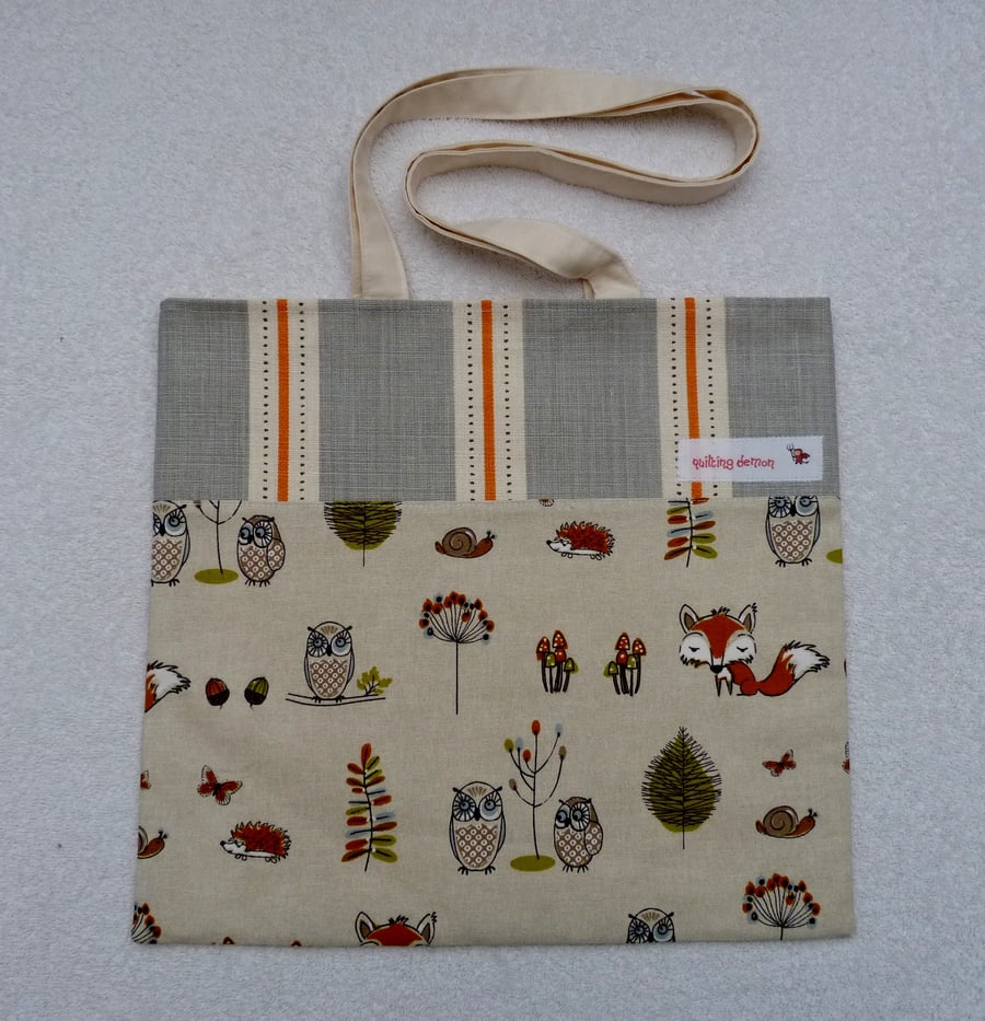 Woodland Animals Print Tote Bag Suitable for Knitting Projects or Shopping