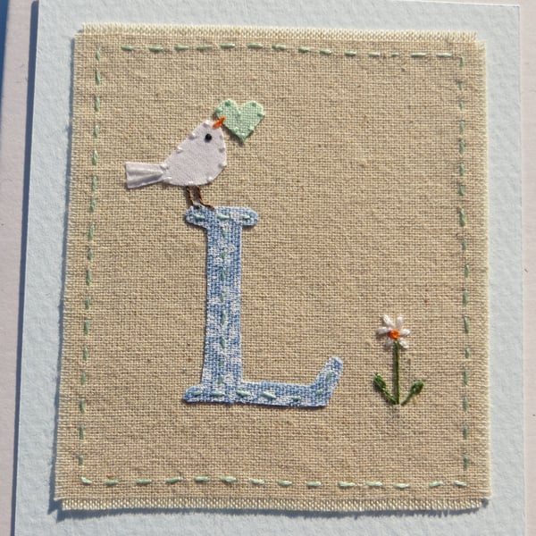Sweet little hand-stitched letter L - new baby, Christening or birthday