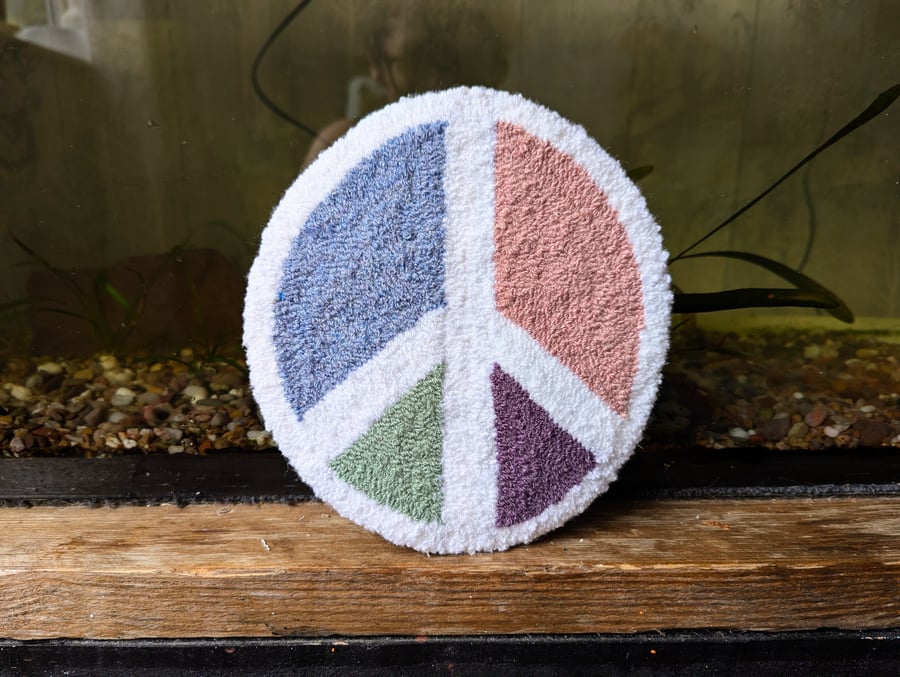 Pastel Peace Symbol Mug Rug 