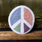 Pastel Peace Symbol Mug Rug 