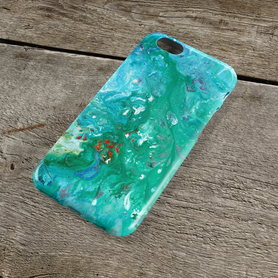 All at Sea iPhone Case - Turquoise & Peppermint Green Unique Abstract Art iPhone
