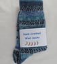 Hand-cranked Knitted Ribbed Wool Socks Size 4 to 5 - Image 5