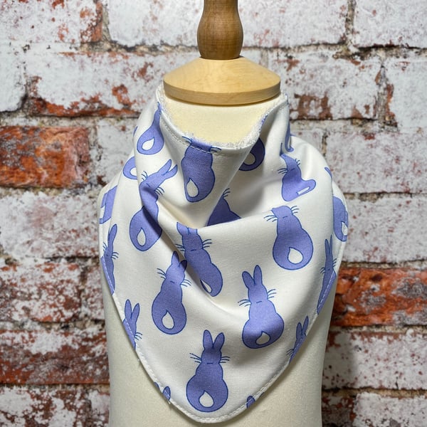 Baby Dribble Bib Bandana One Size Cotton Bamboo Towelling Bluebell Blue Bunnies